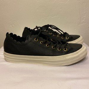 Converse CTAS OX Black Leather Shoes Size 7